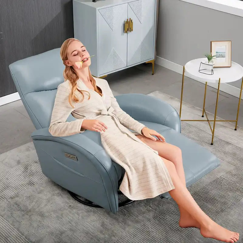 Fauteuil inclinable électrique en cuir pivotant et à bascule, rotation maximale de 270 degrés, mécanisme de mouvement robuste avec USB et Type-C