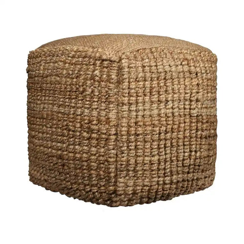 Pouf ottoman cube en jute mélangée naturelle - 18 po