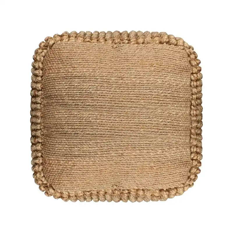 Pouf ottoman cube en jute mélangée naturelle - 18 po