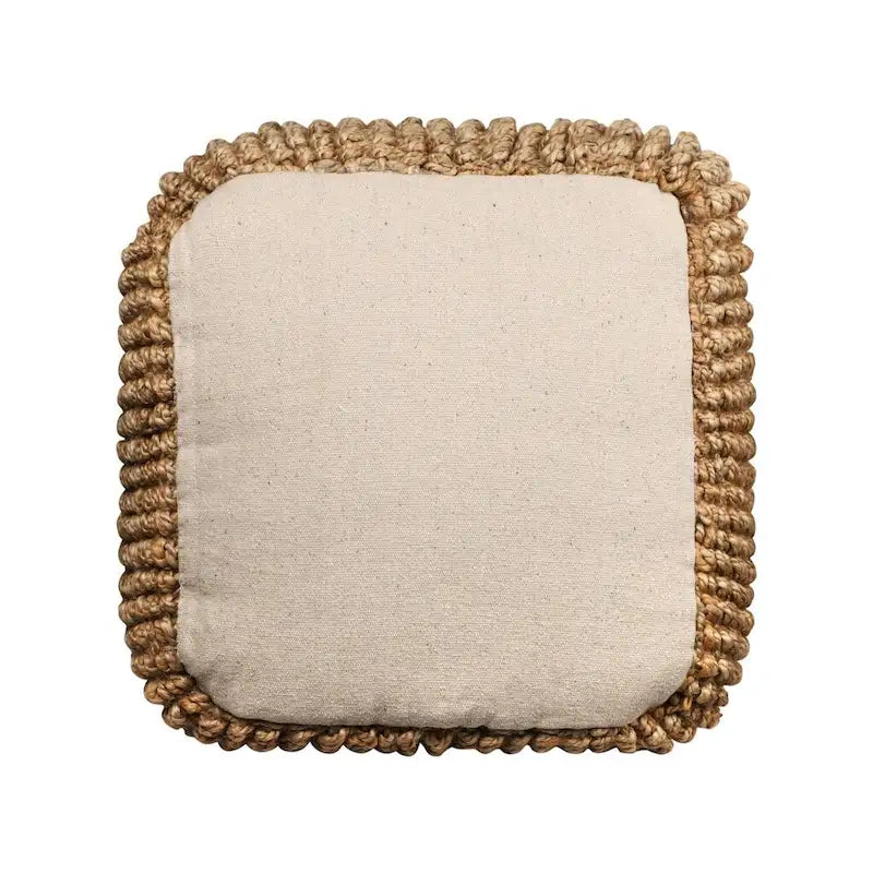 Pouf ottoman cube en jute mélangée naturelle - 18 po