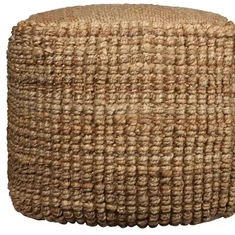 Pouf ottoman cube en jute mélangée naturelle - 18 po