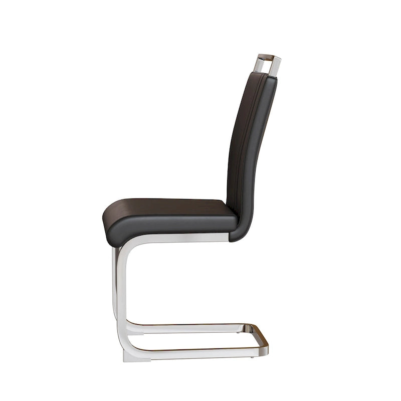 Chaises de salle à manger capitonnées à dossier haut en cuir PU avec pieds en métal (lot de 4)