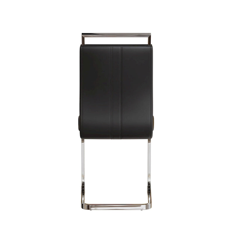 Chaises de salle à manger capitonnées à dossier haut en cuir PU avec pieds en métal (lot de 4)