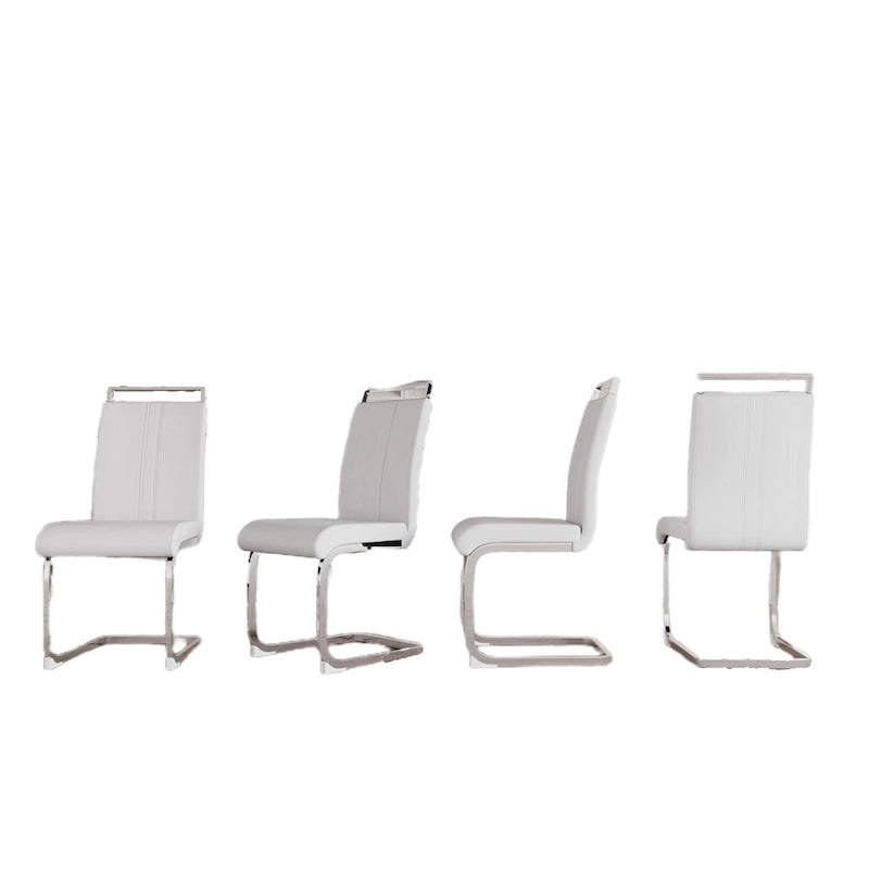 Chaises de salle à manger capitonnées à dossier haut en cuir PU avec pieds en métal (lot de 4)