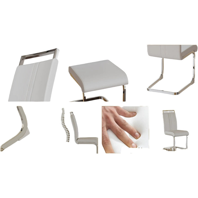 Chaises de salle à manger capitonnées à dossier haut en cuir PU avec pieds en métal (lot de 4)