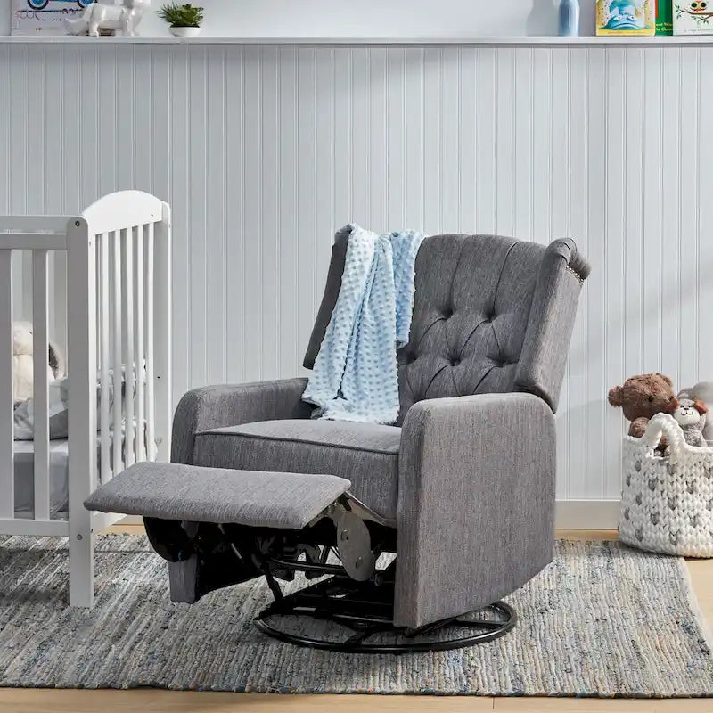 Fauteuil inclinable manuel au design classique avec pivotant à 360 degrés, fauteuil de relaxation pour le salon