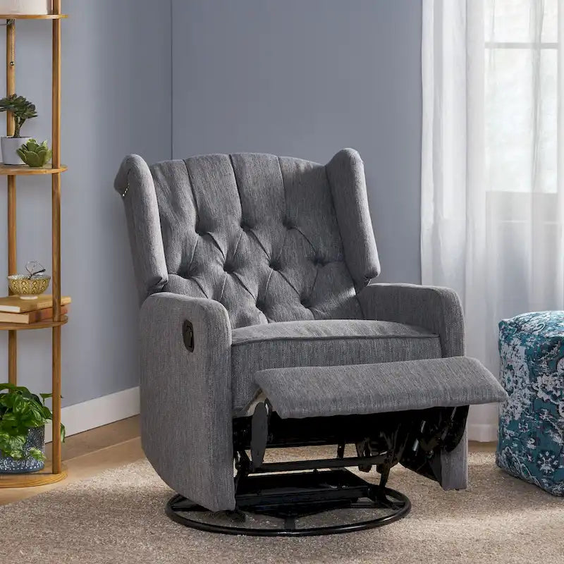 Fauteuil inclinable manuel au design classique avec pivotant à 360 degrés, fauteuil de relaxation pour le salon