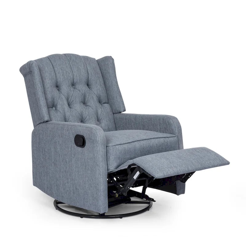 Fauteuil inclinable manuel au design classique avec pivotant à 360 degrés, fauteuil de relaxation pour le salon