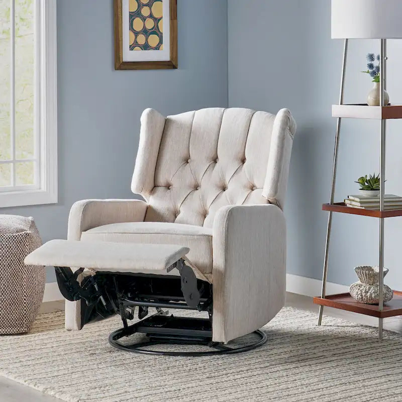 Fauteuil inclinable manuel au design classique avec pivotant à 360 degrés, fauteuil de relaxation pour le salon