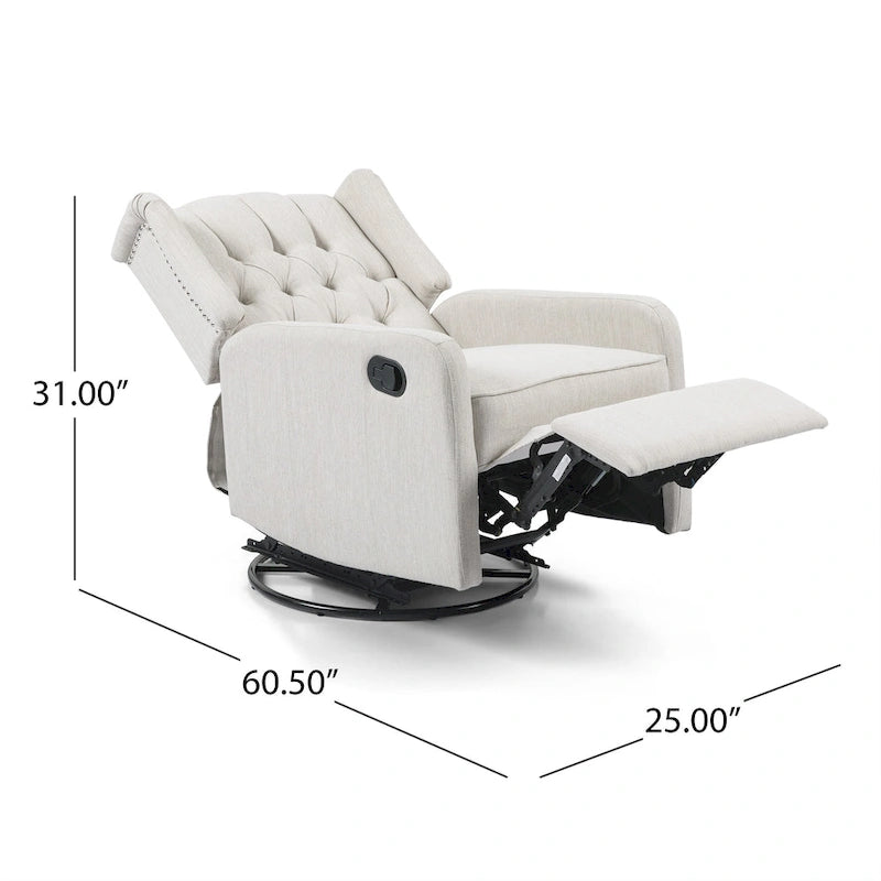 Fauteuil inclinable manuel au design classique avec pivotant à 360 degrés, fauteuil de relaxation pour le salon