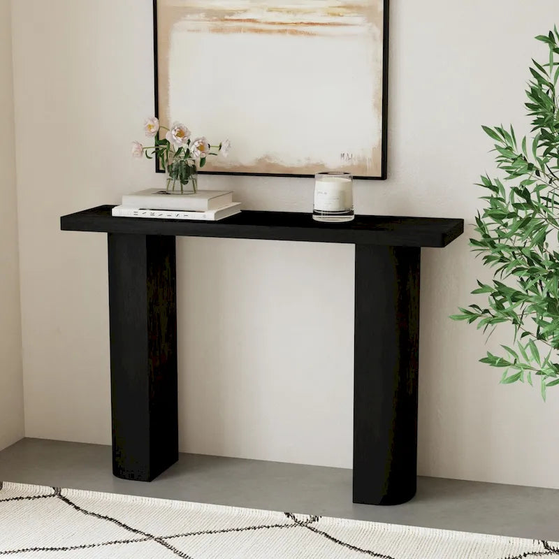 Console demi-lune en bois de manguier de