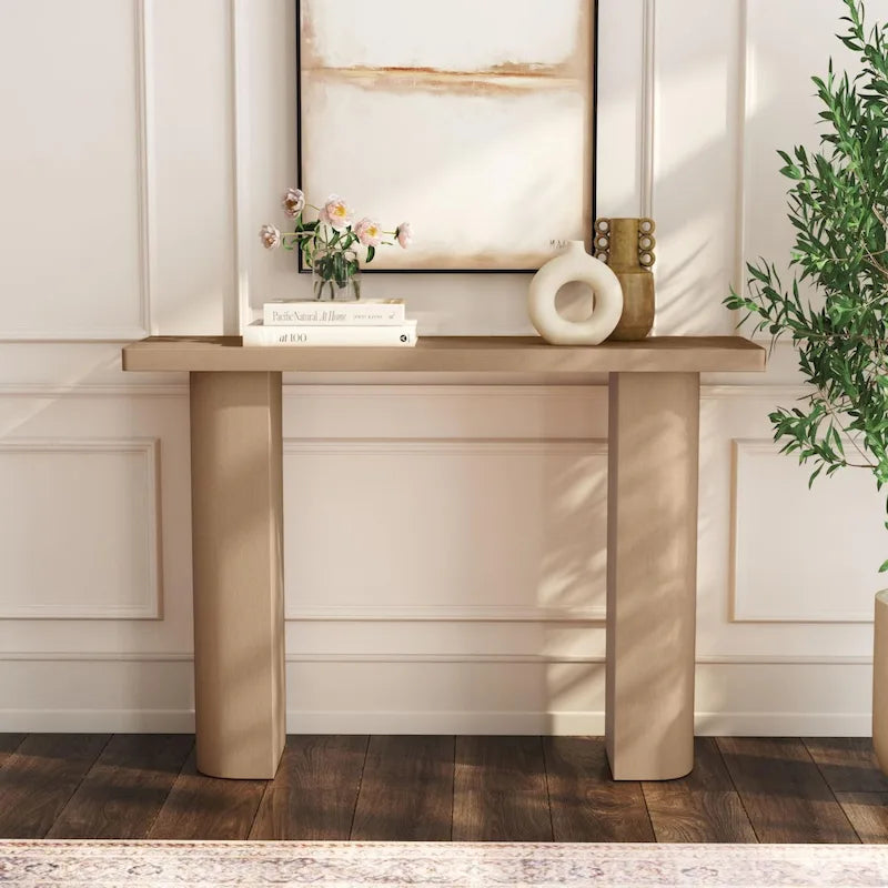 Console demi-lune en bois de manguier de