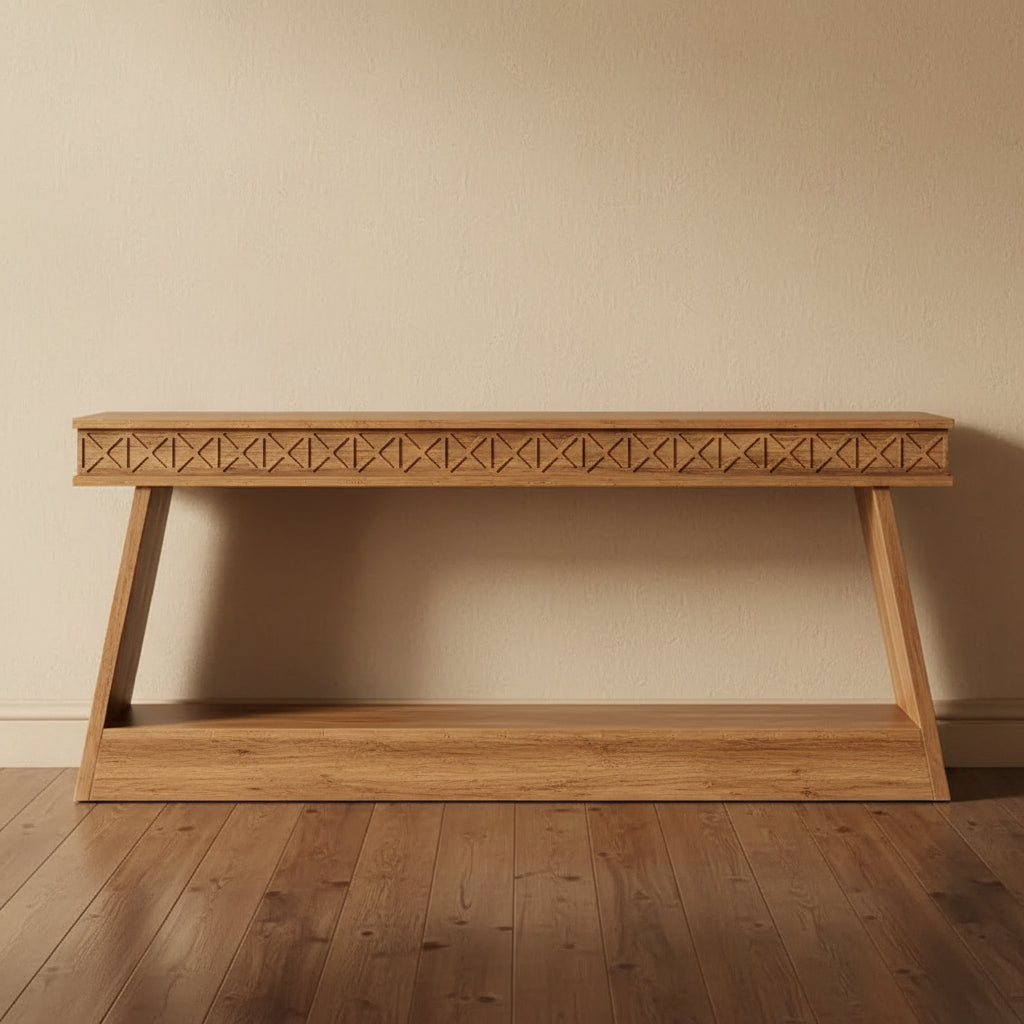 70.8-Inch Extra Long Console Table with Storage Shelf, 2-Tier Farmhouse Entryway Table - 70.87 L x 11.81 W x 31.5 H