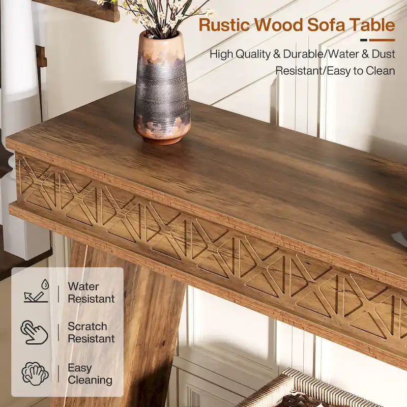 Table Console Extra Longue de 180 cm avec Étagère de Rangement, Table d'Entrée de Ferme à 2 Niveaux - 180 cm (L) x 30 cm (l) x 80 cm (H)