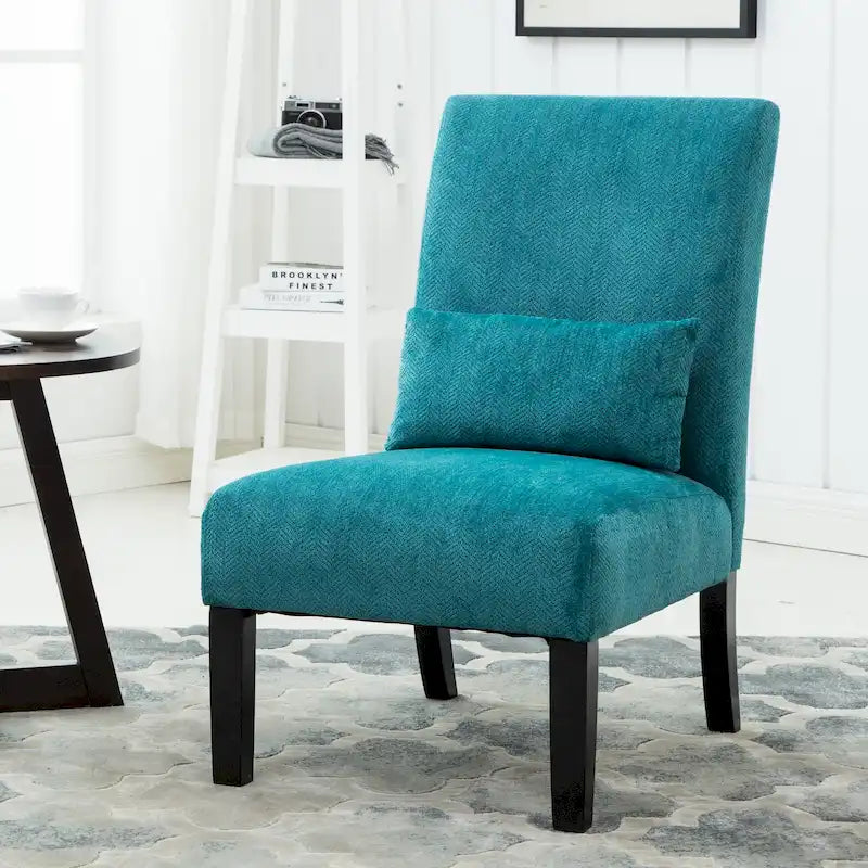 Fauteuil d'appoint dossier haut en polyester bleu sarcelle 31,75 po