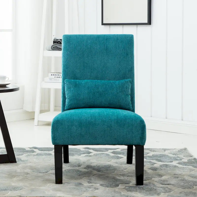 Fauteuil d'appoint dossier haut en polyester bleu sarcelle 31,75 po