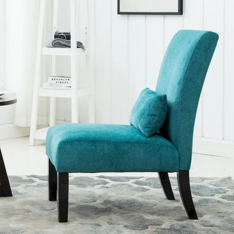 Fauteuil d'appoint dossier haut en polyester bleu sarcelle 31,75 po
