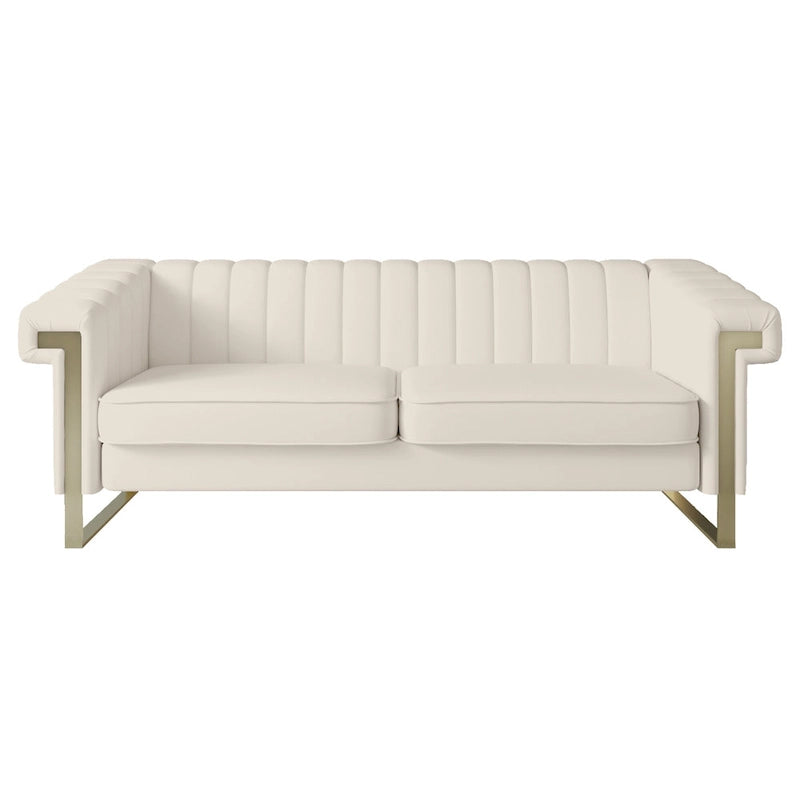 Canapé Chesterfield traditionnel en velours capitonné, avec coussins amovibles et pieds dorés