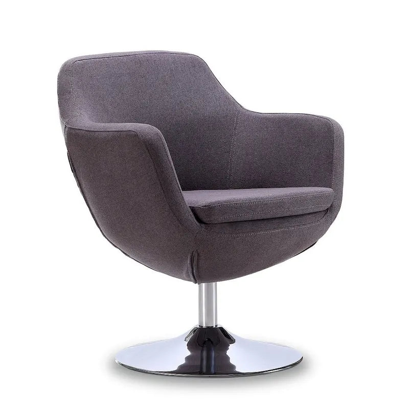 Manhattan Comfort Fauteuil pivotant d'appoint Caisson en similicuir chromé poli