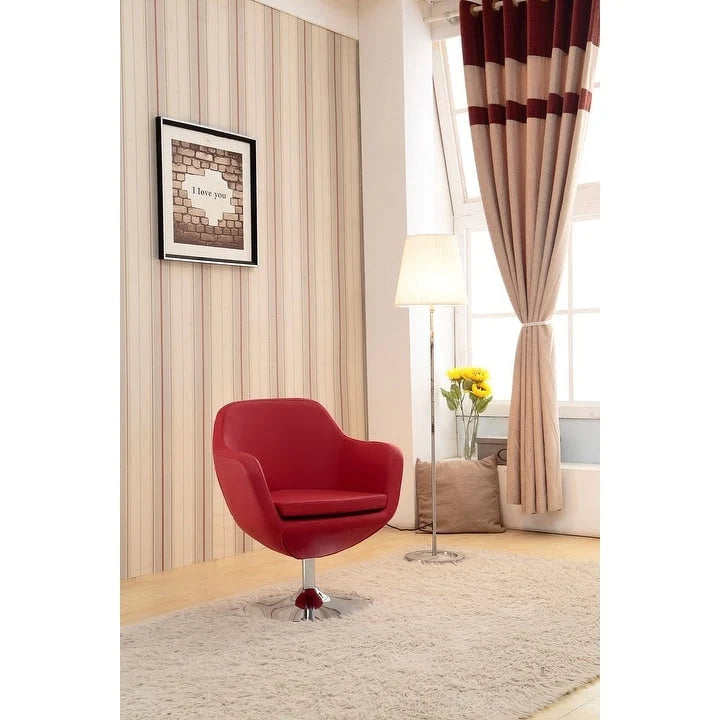 Manhattan Comfort Fauteuil pivotant d'appoint Caisson en similicuir chromé poli