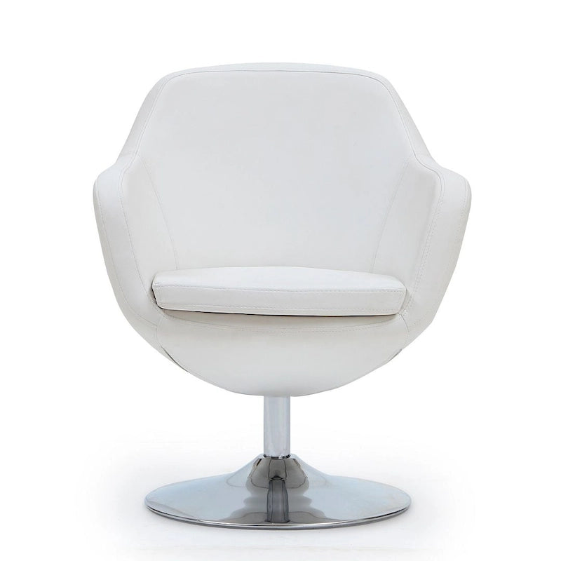Manhattan Comfort Fauteuil pivotant d'appoint Caisson en similicuir chromé poli
