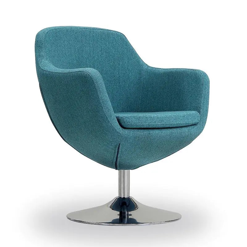 Manhattan Comfort Fauteuil pivotant d'appoint Caisson en similicuir chromé poli