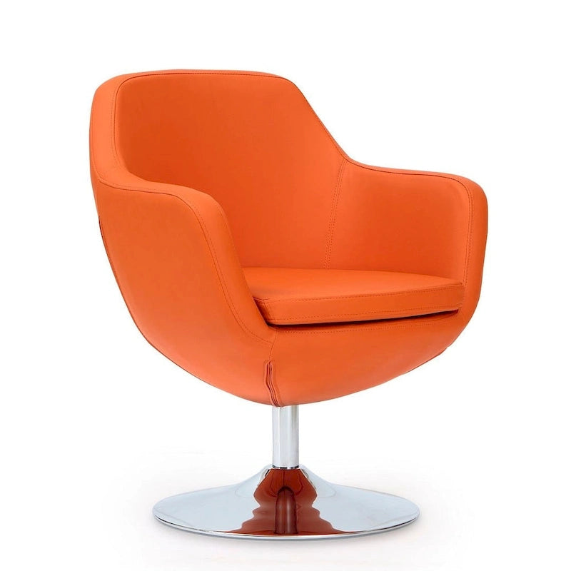 Manhattan Comfort Fauteuil pivotant d'appoint Caisson en similicuir chromé poli