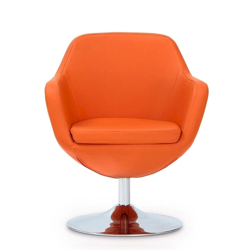 Manhattan Comfort Fauteuil pivotant d'appoint Caisson en similicuir chromé poli
