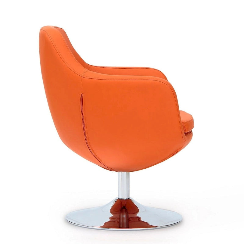 Manhattan Comfort Fauteuil pivotant d'appoint Caisson en similicuir chromé poli