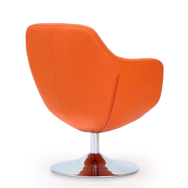Manhattan Comfort Fauteuil pivotant d'appoint Caisson en similicuir chromé poli