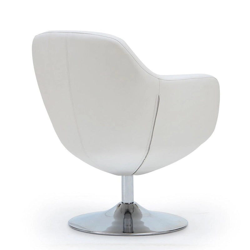 Manhattan Comfort Fauteuil pivotant d'appoint Caisson en similicuir chromé poli