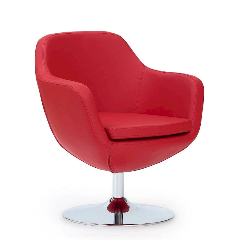 Manhattan Comfort Fauteuil pivotant d'appoint Caisson en similicuir chromé poli