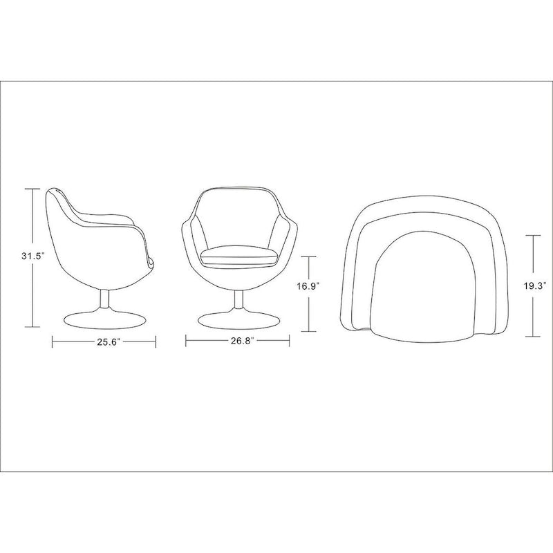 Manhattan Comfort Fauteuil pivotant d'appoint Caisson en similicuir chromé poli