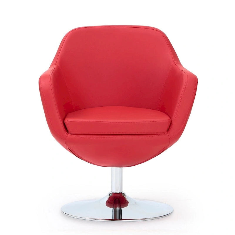 Manhattan Comfort Fauteuil pivotant d'appoint Caisson en similicuir chromé poli