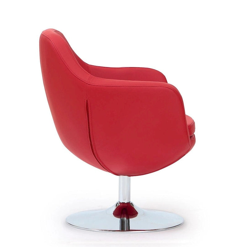 Manhattan Comfort Fauteuil pivotant d'appoint Caisson en similicuir chromé poli