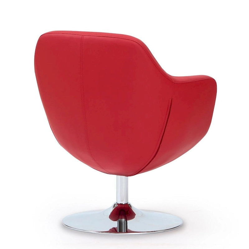 Manhattan Comfort Fauteuil pivotant d'appoint Caisson en similicuir chromé poli