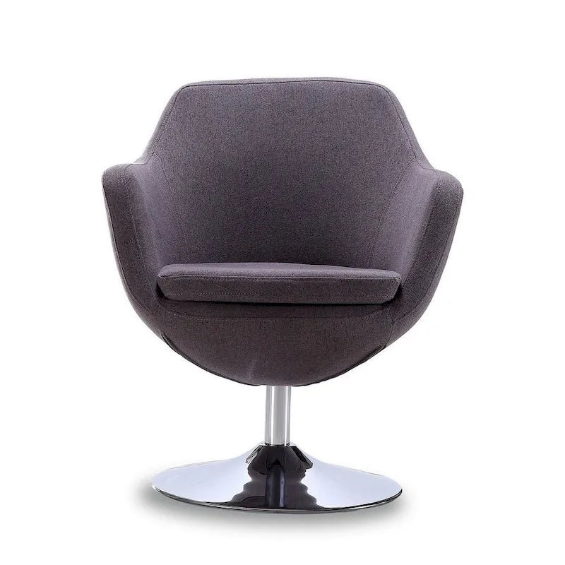 Manhattan Comfort Fauteuil pivotant d'appoint Caisson en similicuir chromé poli