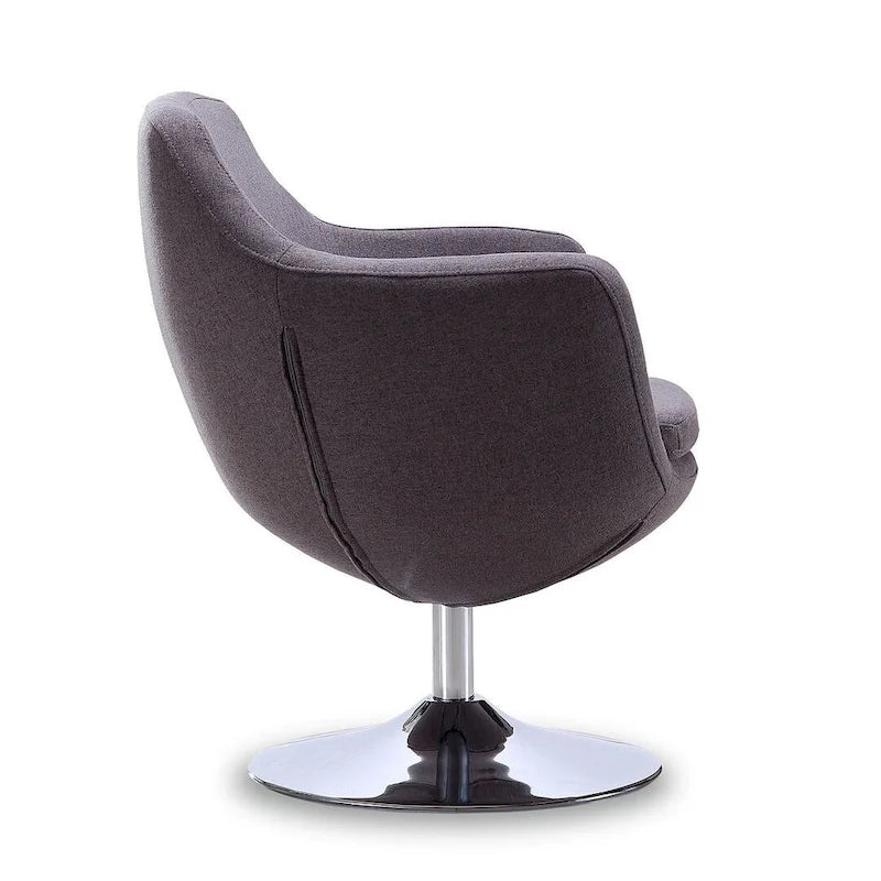 Manhattan Comfort Fauteuil pivotant d'appoint Caisson en similicuir chromé poli