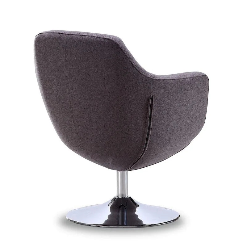 Manhattan Comfort Fauteuil pivotant d'appoint Caisson en similicuir chromé poli