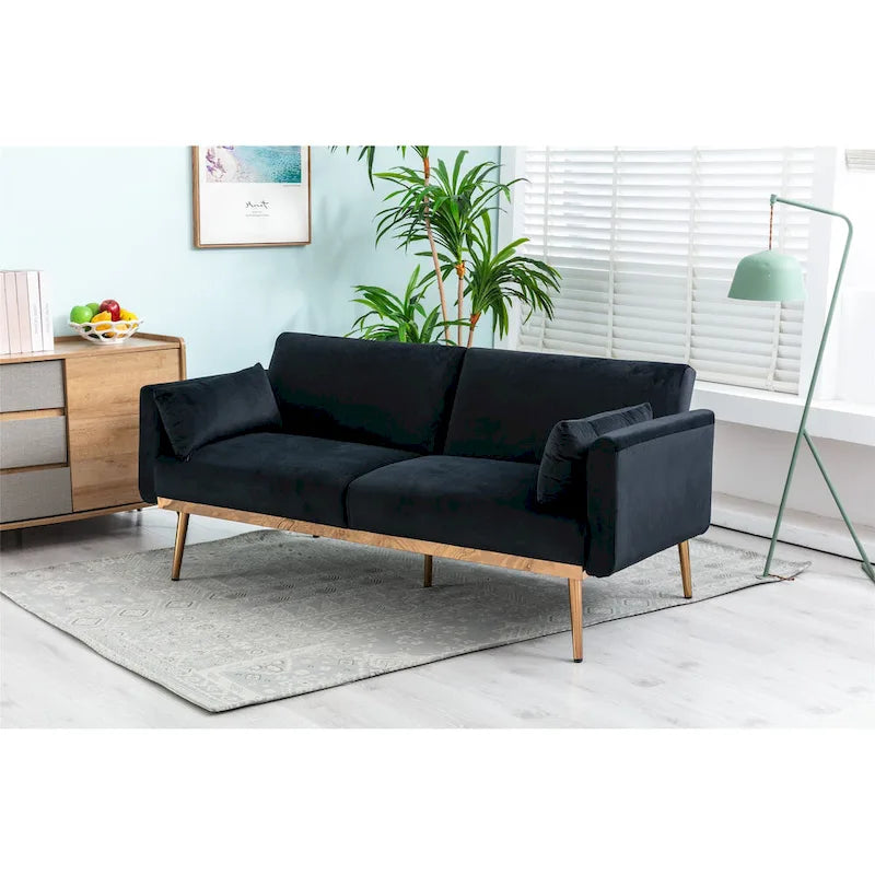 Causeuse convertible en velours avec fonction lit