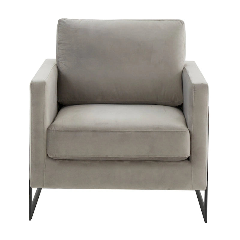 Fauteuil moderne en velours avec piètement en acier noir - 35