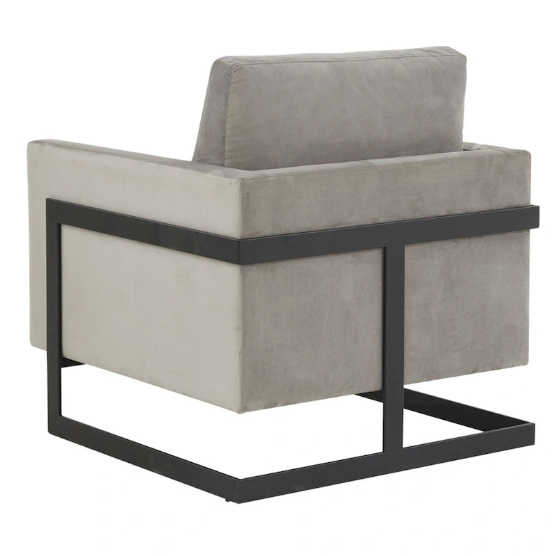 Fauteuil moderne en velours avec piètement en acier noir - 35