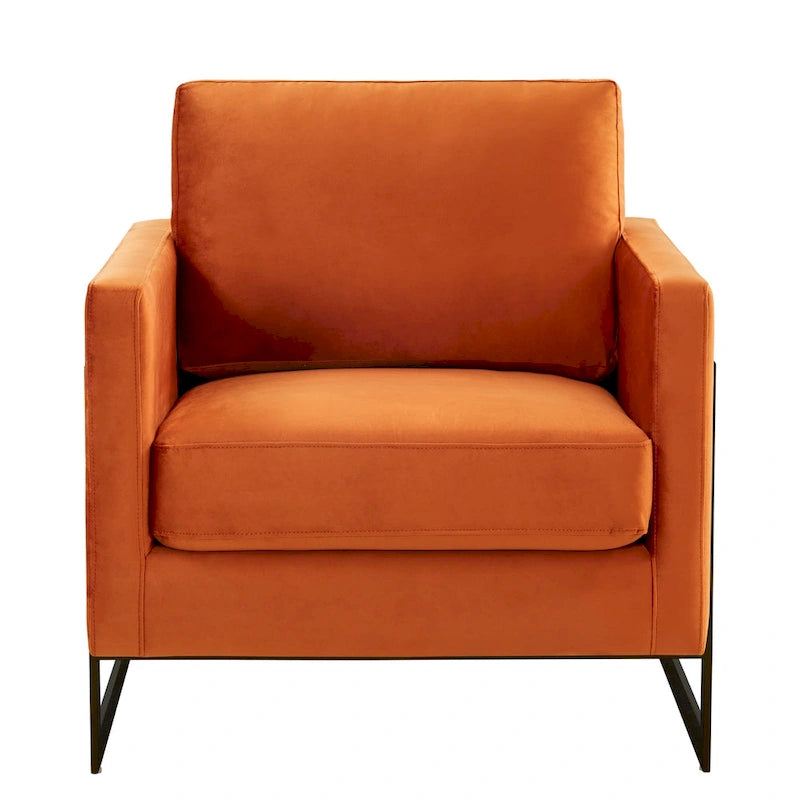 Fauteuil moderne en velours avec piètement en acier noir - 35
