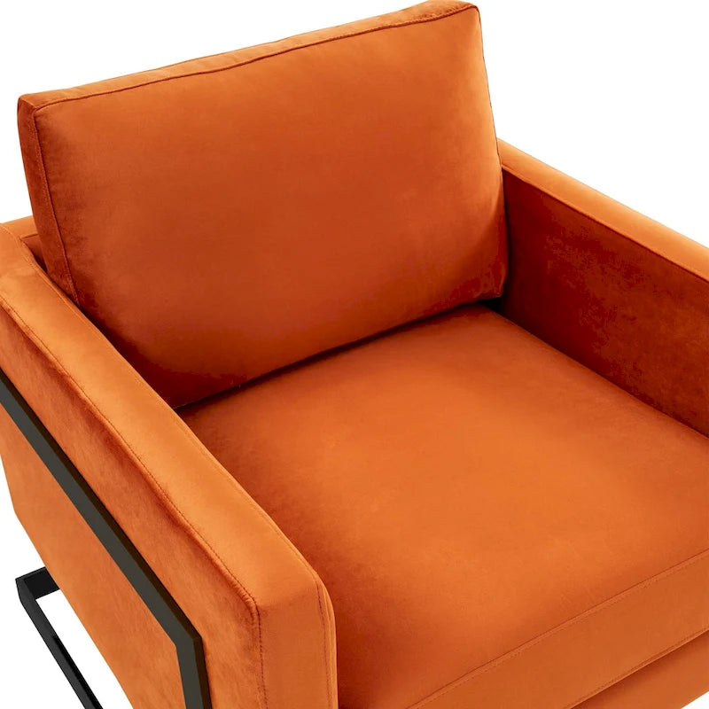 Fauteuil moderne en velours avec piètement en acier noir - 35