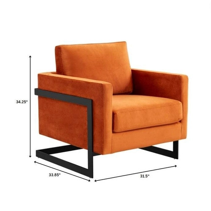 Fauteuil moderne en velours avec piètement en acier noir - 35