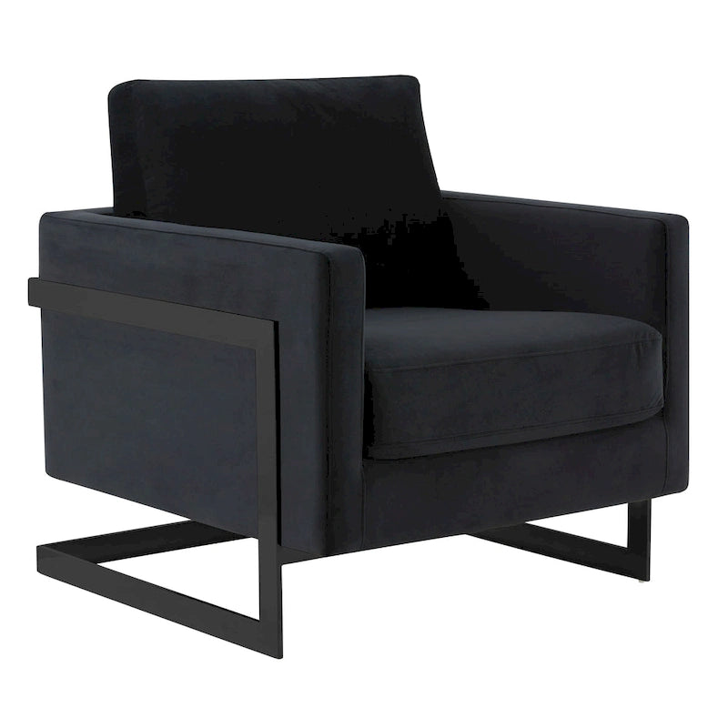 Fauteuil moderne en velours avec piètement en acier noir - 35