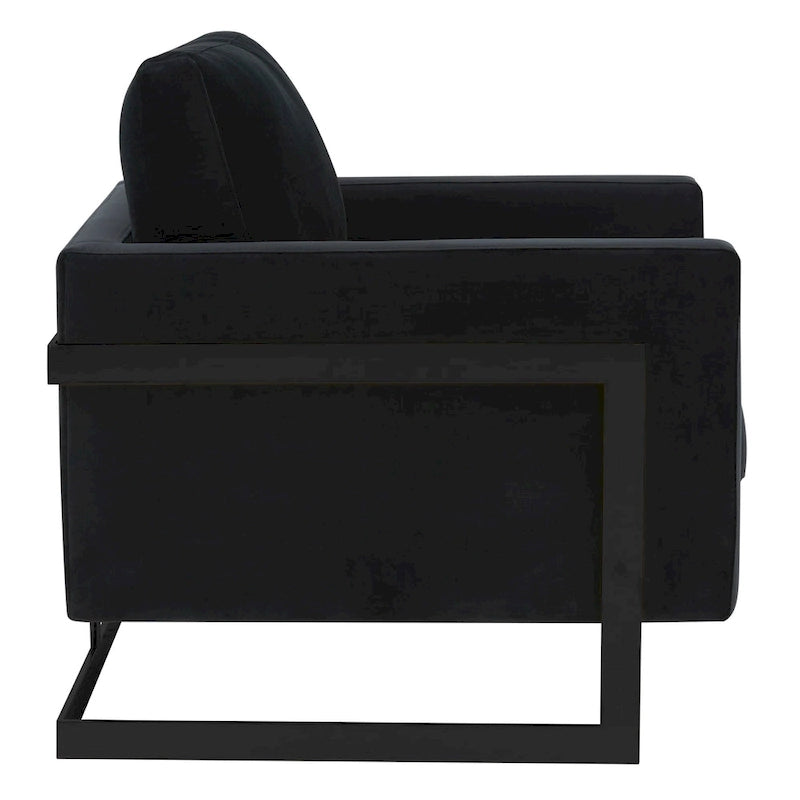 Fauteuil moderne en velours avec piètement en acier noir - 35
