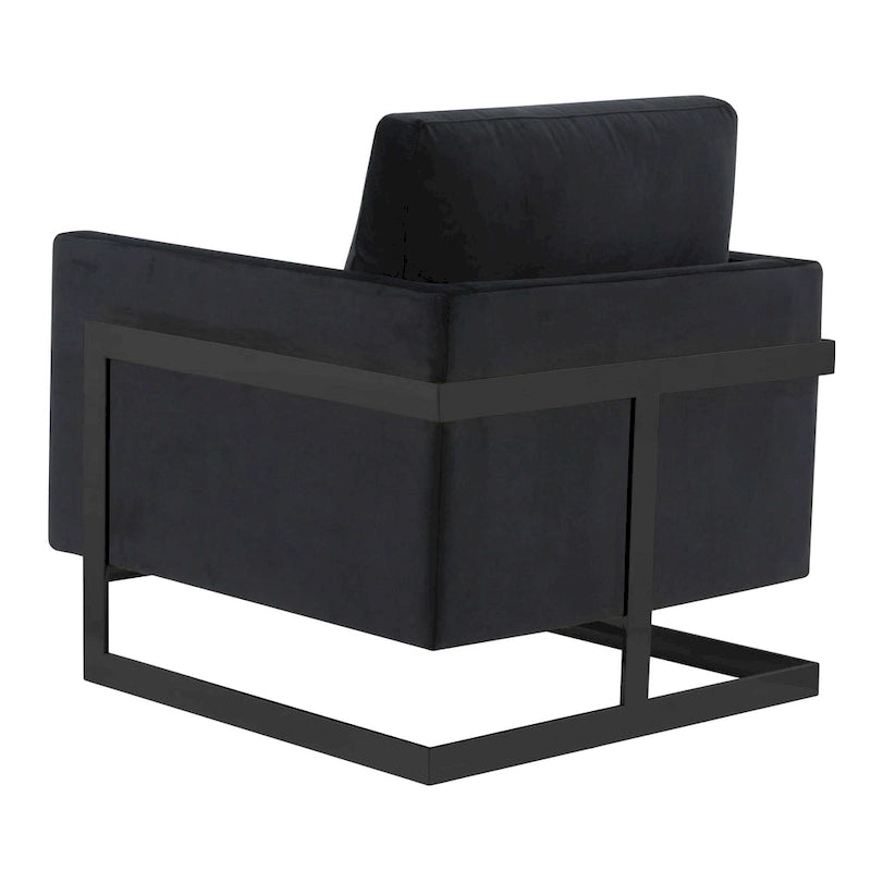 Fauteuil moderne en velours avec piètement en acier noir - 35