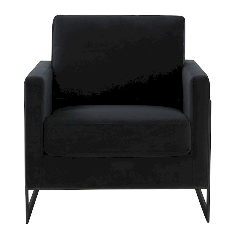 Fauteuil moderne en velours avec piètement en acier noir - 35