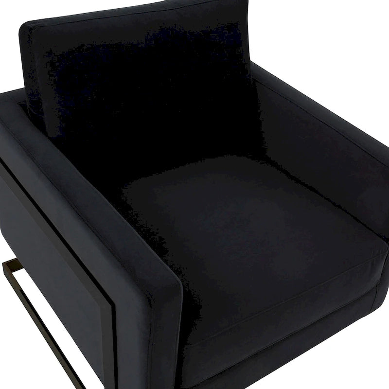 Fauteuil moderne en velours avec piètement en acier noir - 35
